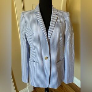 J. Crew Regent Blazer Suit Jacket Blue White Stripe Career Wear Women’s Size 12